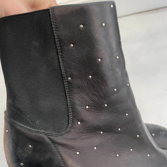 Rag & Bone Agnes Studded Pull-on Bootie Lamb Nappa Leather Chunky Heel Round Toe - Picture 5 of 9